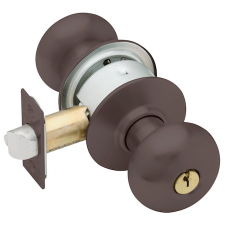 Grade 2 Storeroom Cylindrical Lock, Plymouth Knob, Conventional Cylinder, Aged Brnz Fnsh, Non-handed